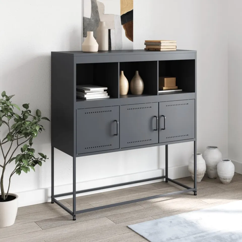 vidaXL Dressoir 100,5x39x107 cm staal antracietkleurig, foto 3