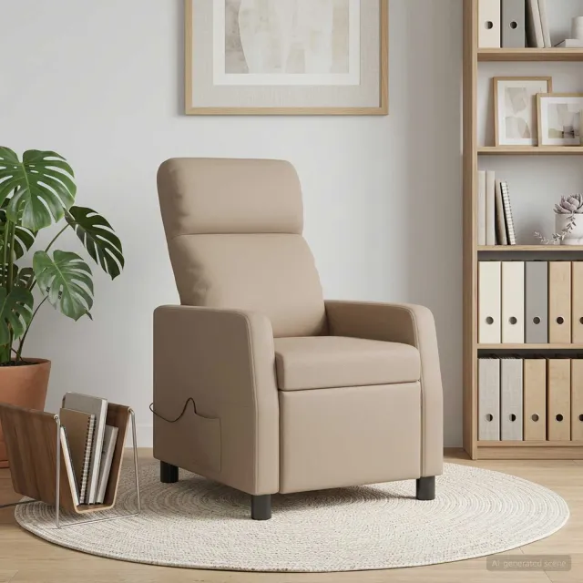 vidaXL Massage Recliner Cappuccino Kunstleer bruin