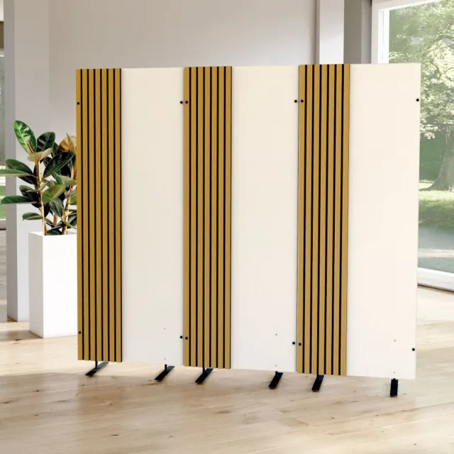 Kerkmann Roomdivider Oxford - wit met eiken - geluiddempend kamerscherm wit, eiken