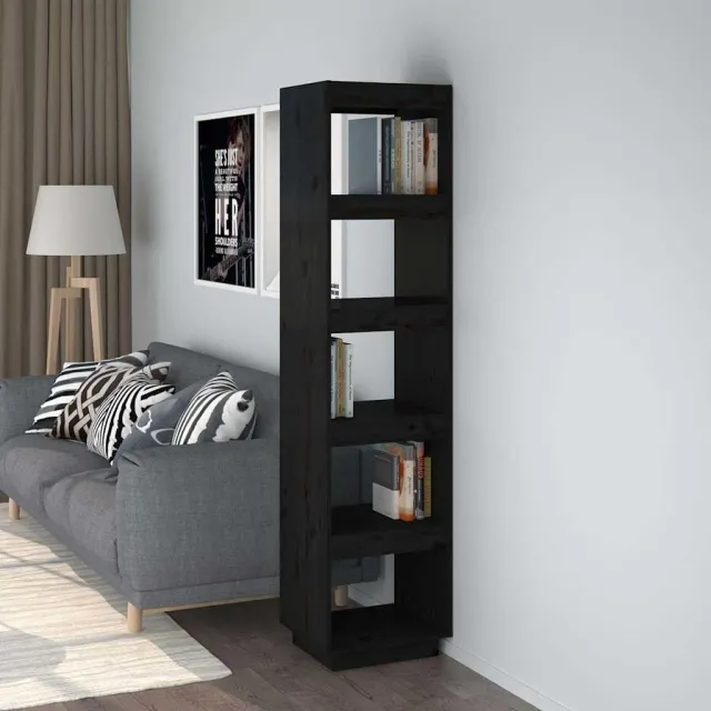 vidaXL Boekenkast/kamerscherm 40x35x167 cm massief grenenhout zwart, foto 2