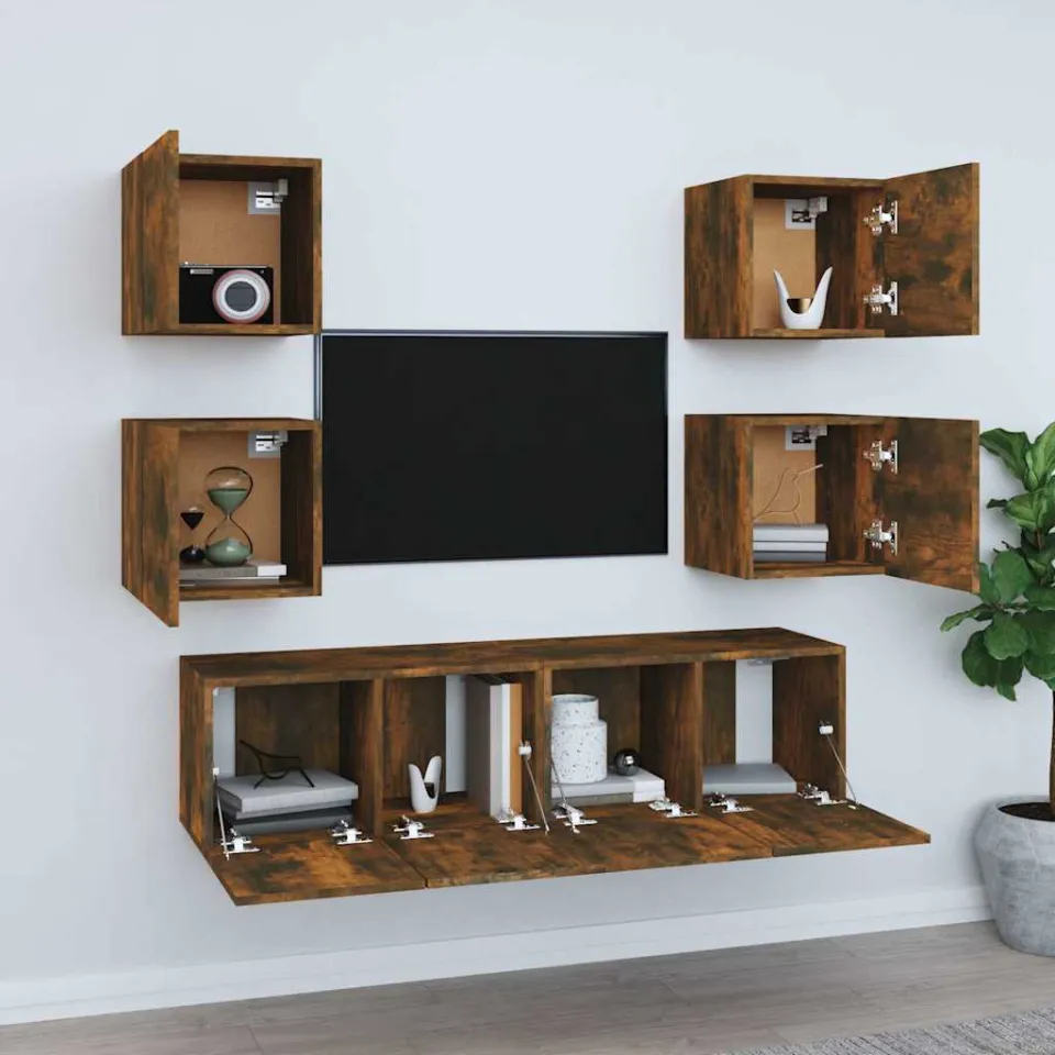 vidaXL 6-delige Tv-meubelset bewerkt hout gerookt eikenkleurig, foto 4