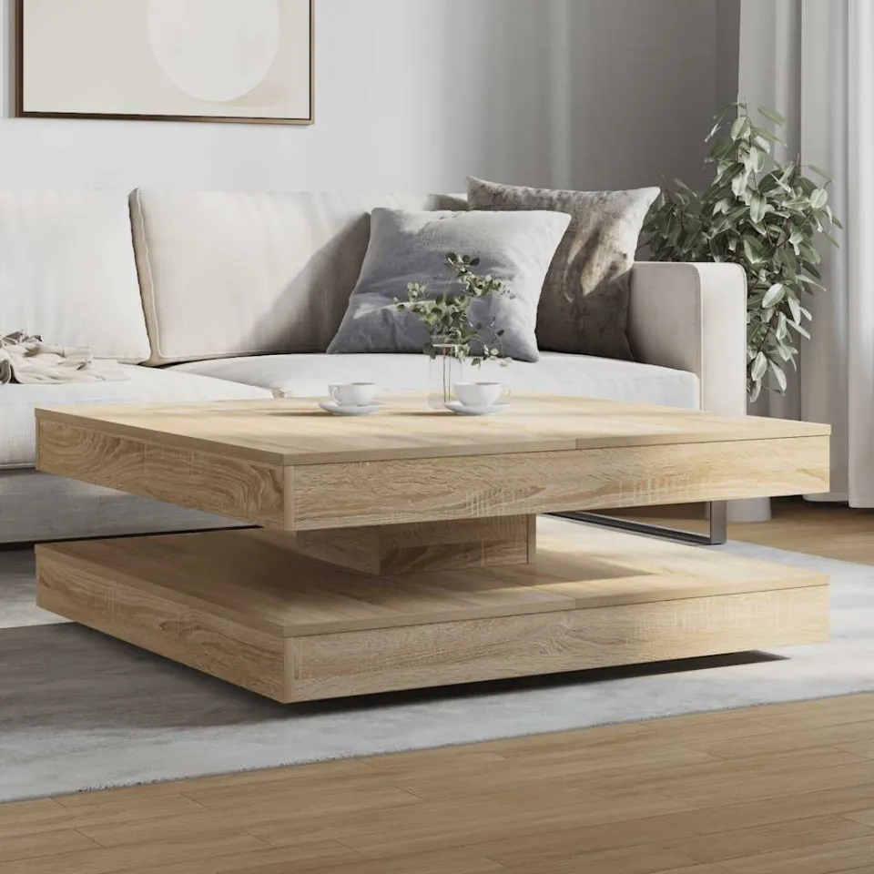 vidaXL Salontafel 360 graden draaibaar 90x90x34,5 cm sonoma eikenkleur, foto 3