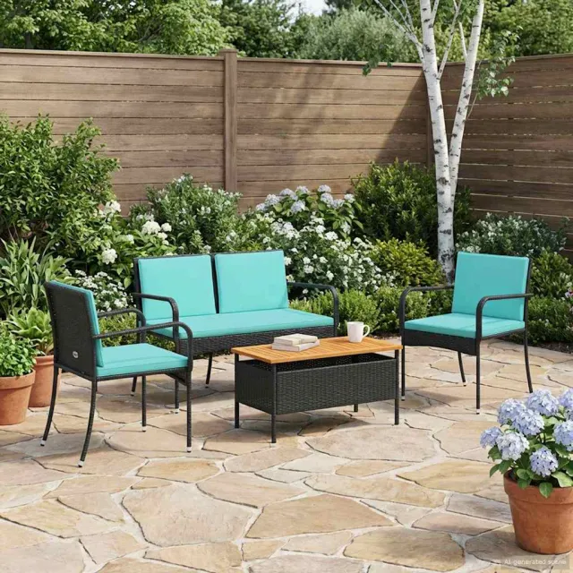 vidaXL Tuinset Zwart poly rattan, foto 2