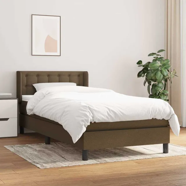vidaXL Boxspring met matras stof donkerbruin 90x190 cm bruin