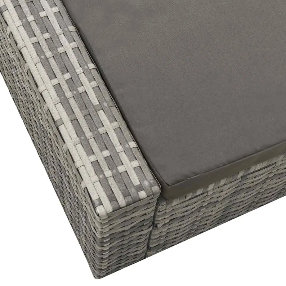 vidaXL Ligbed tweepersoons poly rattan grijs, foto 4