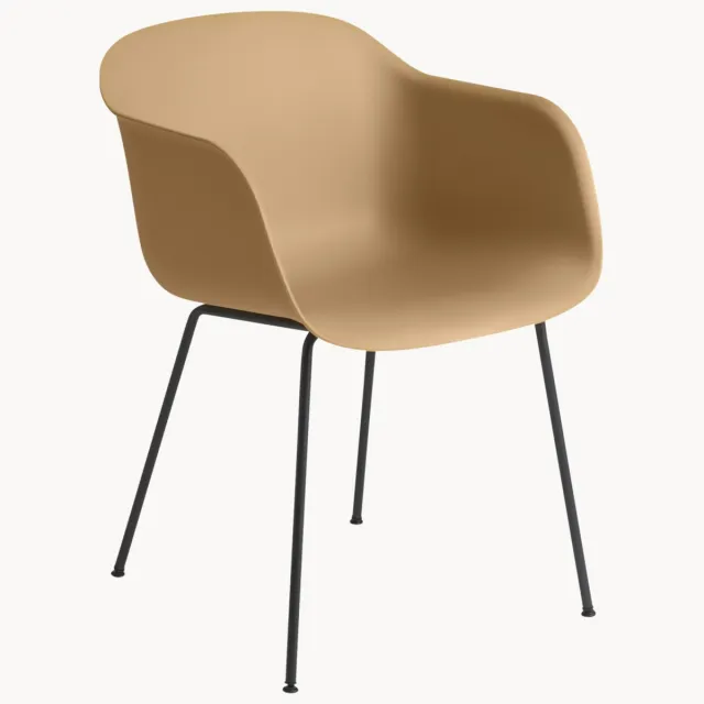 Muuto Eetkamerstoel Fiber met armleuningen Geel