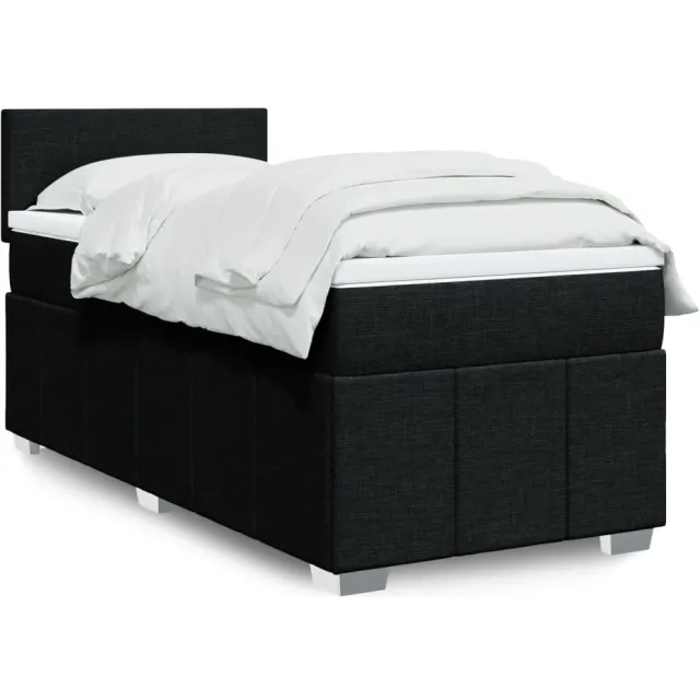 vidaXL Boxspring met matras stof zwart 80x200 cm