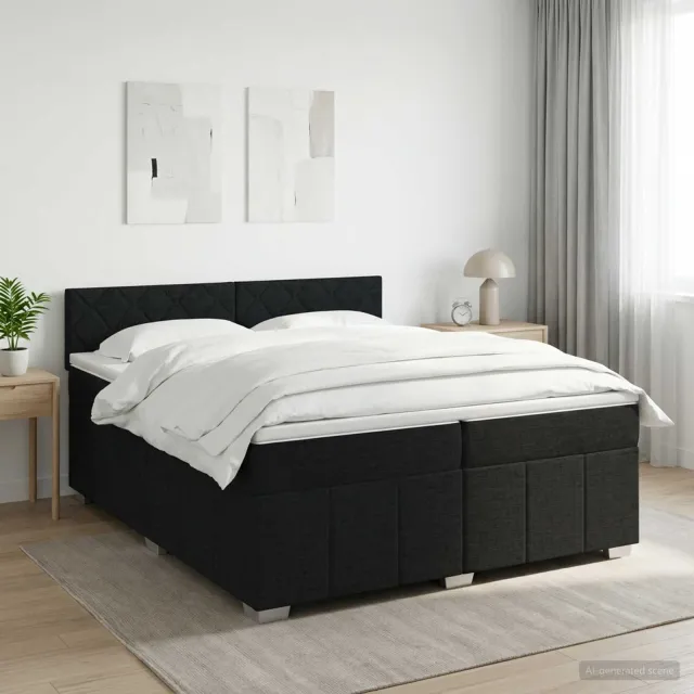 vidaXL Boxspringbed met matras met hoofdeinde Zwart 200 x 200 cm Stof