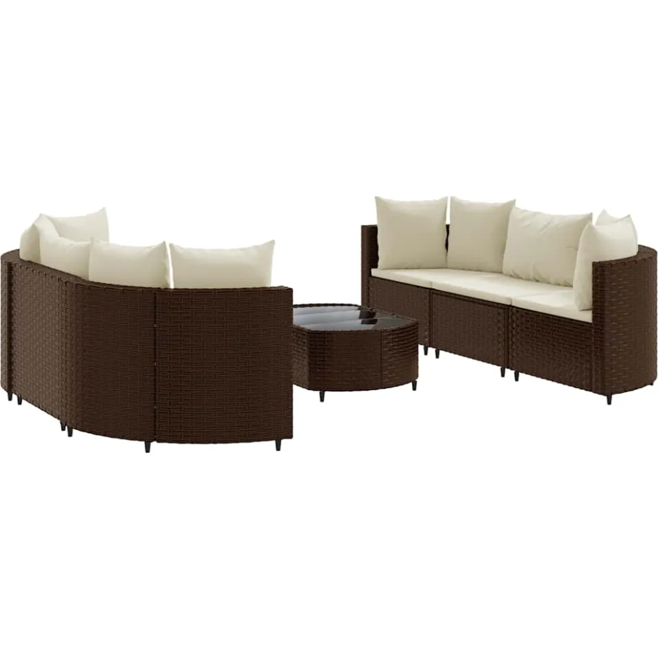 vidaXL 7-delige Loungeset met kussens poly rattan bruin