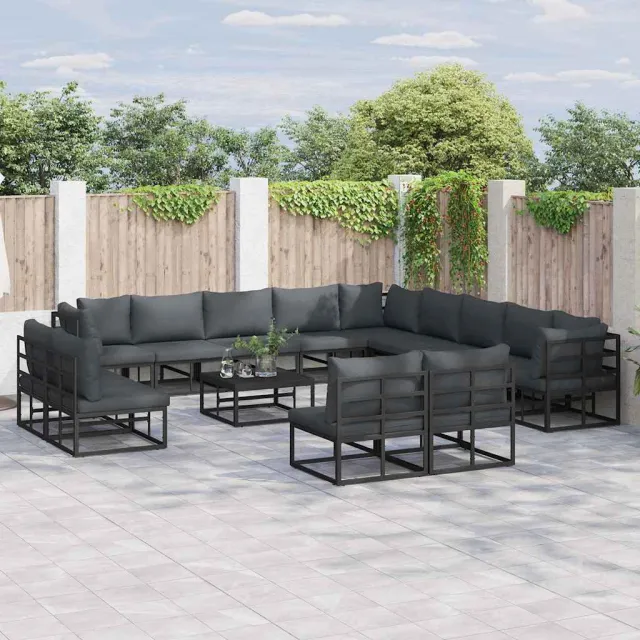 vidaXL Tuinbankenset 14 st Zwart Aluminium, foto 2