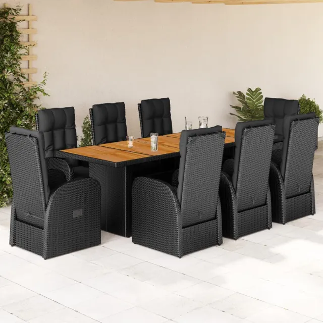 vidaXL 9-delige Tuinset poly rattan zwart, foto 2