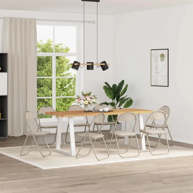 vidaXL Inklapbare stoel 8 st Nep Leer Zand 48 x 43,5 x 81 cm Beige