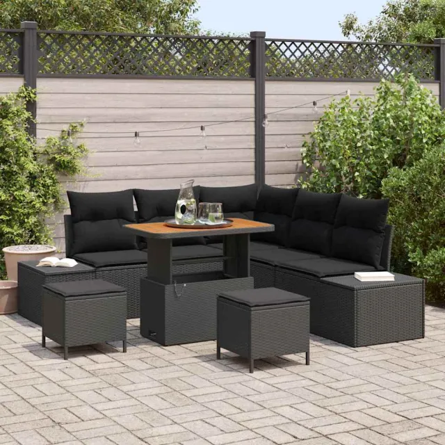 vidaXL Tuinbankenset 8 st Zwart poly rattan