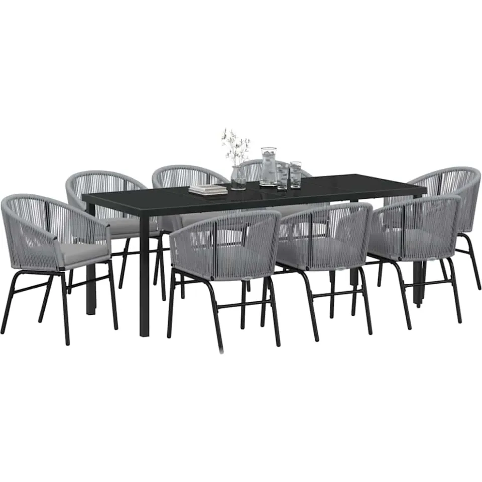 vidaXL Tuin eettafelset 9 st Antraciet Gepoedercoat staal, foto 2