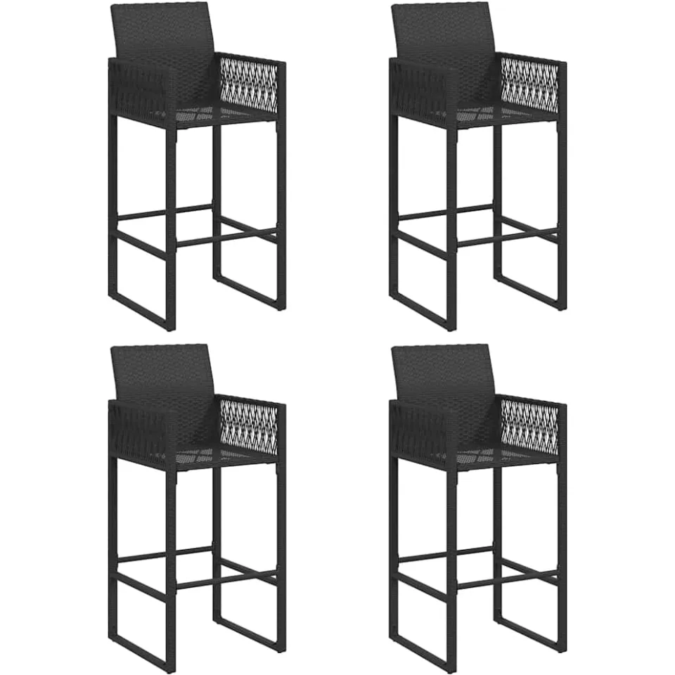 vidaXL 5-delige Tuinbarset zonder kussens poly rattan acacia zwart, foto 4