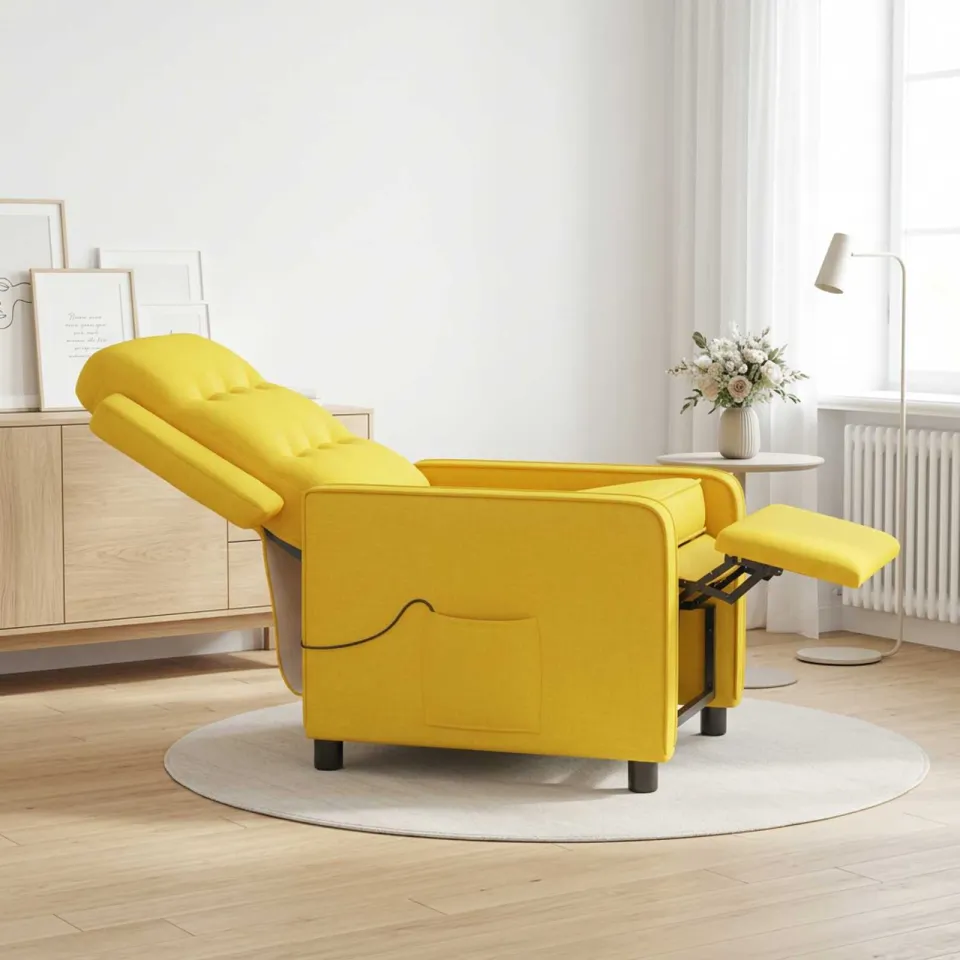 vidaXL Massage-relaxstoel Licht Geel 65 x 93 x 102 cm Stof, foto 4