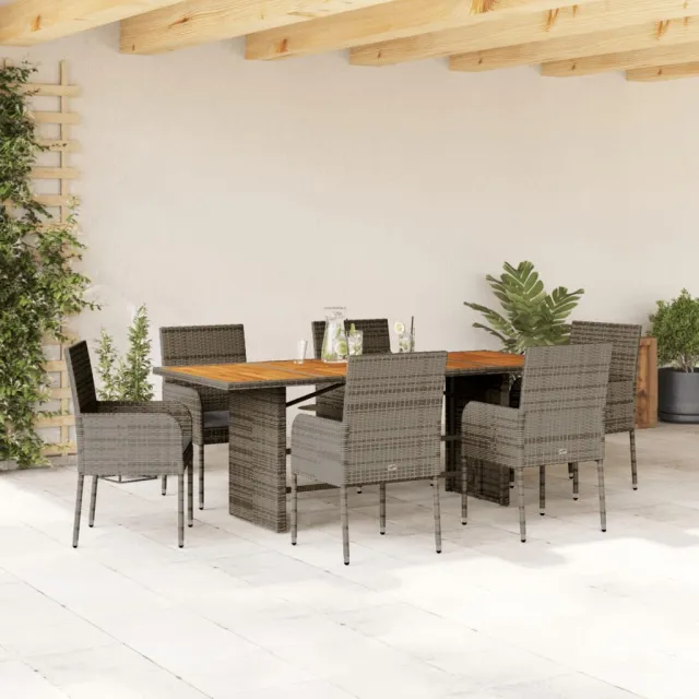 vidaXL 7-delige Tuinset met kussens poly rattan grijs, foto 2