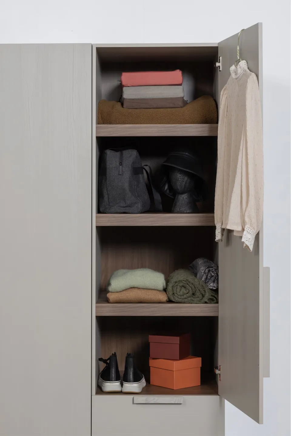 WOOOD Rens kledingkast 1-deurs pebble grey, foto 6