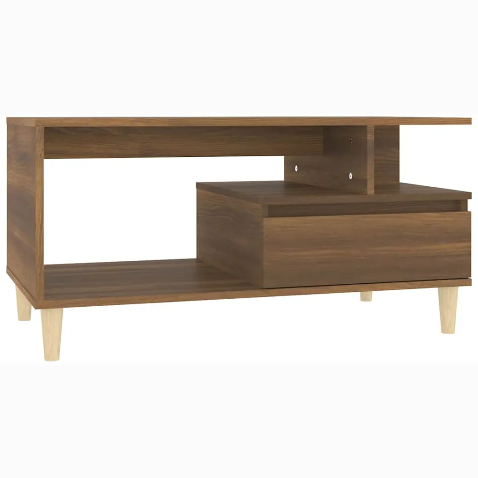 vidaXL Salontafel 90x49x45 cm bewerkt hout bruineiken, foto 3