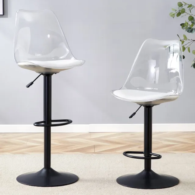 STILVORA Barkruk 60-80 Cm - Set Van 2 - In Hoogte Verstelbaar En 360 Graden Draaibaar - Voor Keuken En Bar - Metaal Kunststof - Zwart