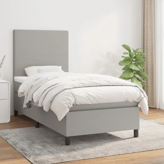 vidaXL Boxspring met matras stof lichtgrijs 90x190 cm grijs
