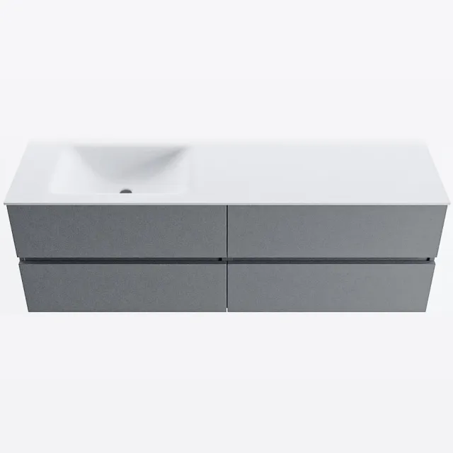 Mondiaz VICA 150cm badmeubel onderkast Plata 4 lades. Wastafel CLOUD links 1 kraangat, kleur Talc.