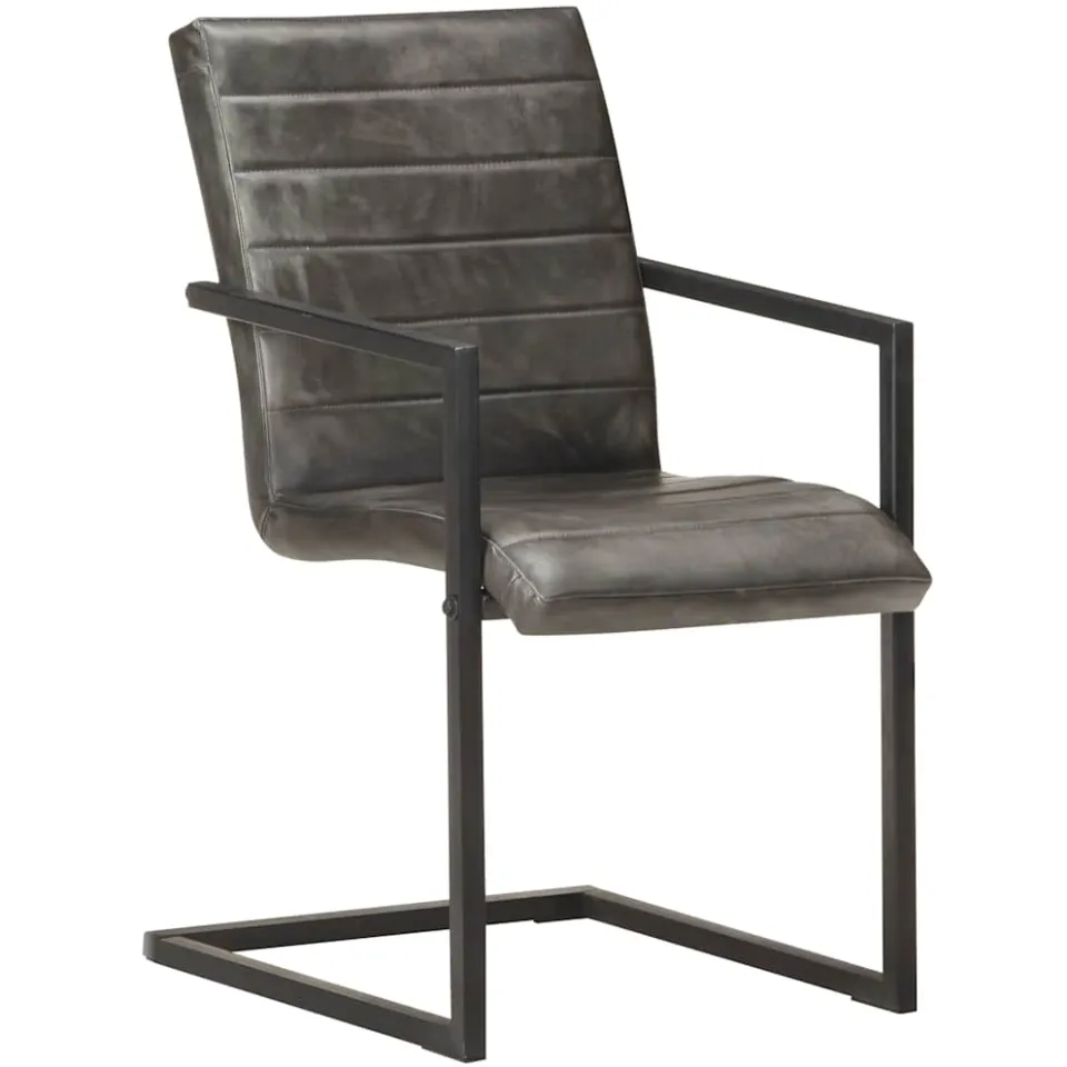 vidaXL Eetkamerstoelen 4 st echt leer grijs, foto 2