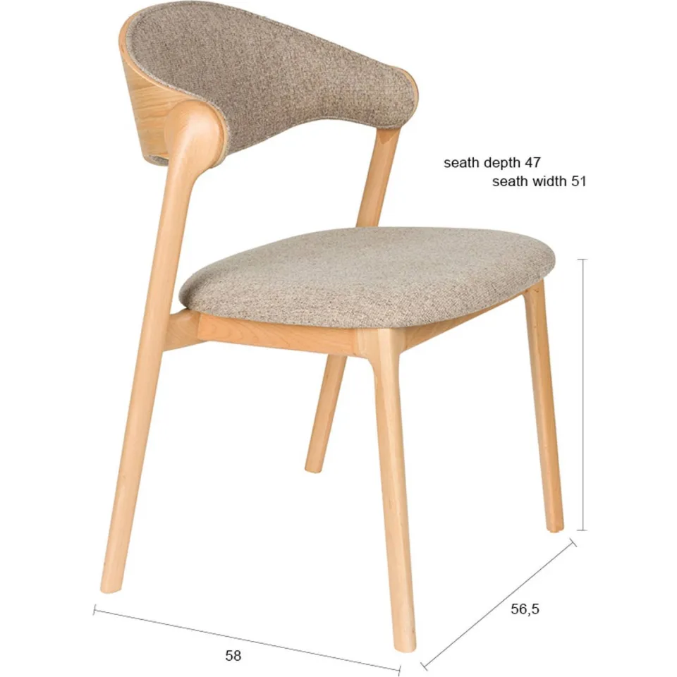 Dutchbone Babington eetkamerstoel beige, foto 3