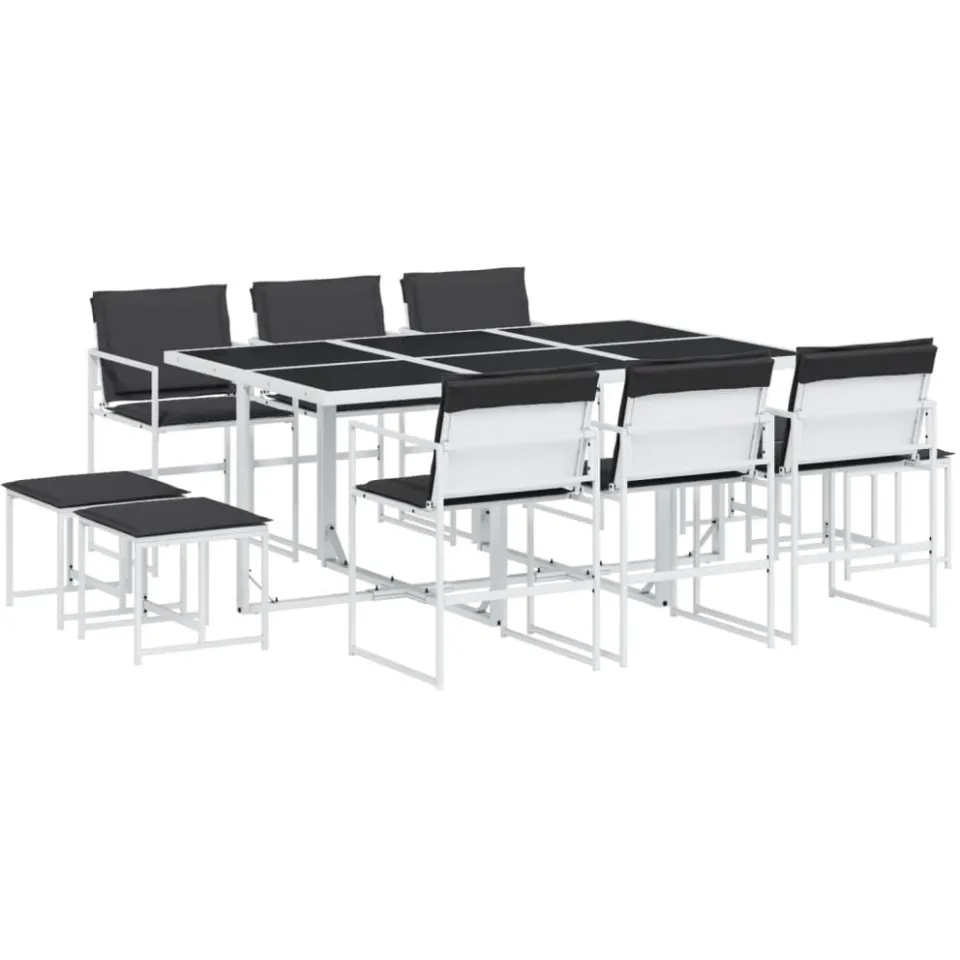vidaXL 11-delige Tuinset met kussens textileen wit, foto 4