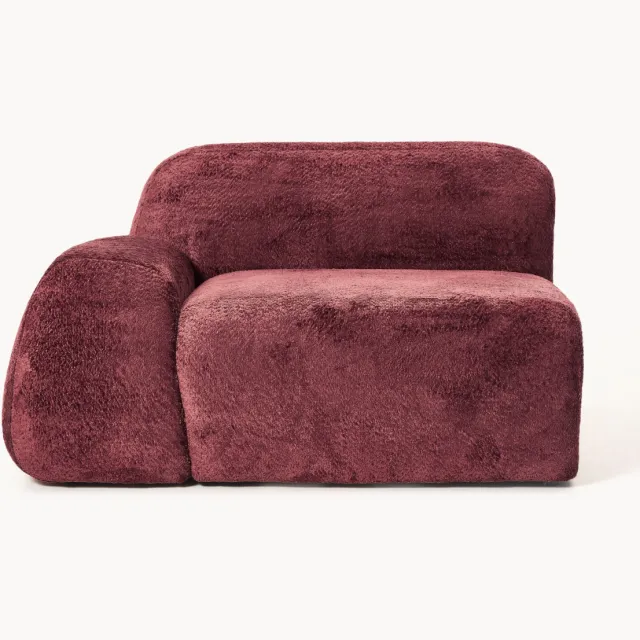 Westwing Collection Hoekmodule Wolke van teddy-bouclé wijnrood