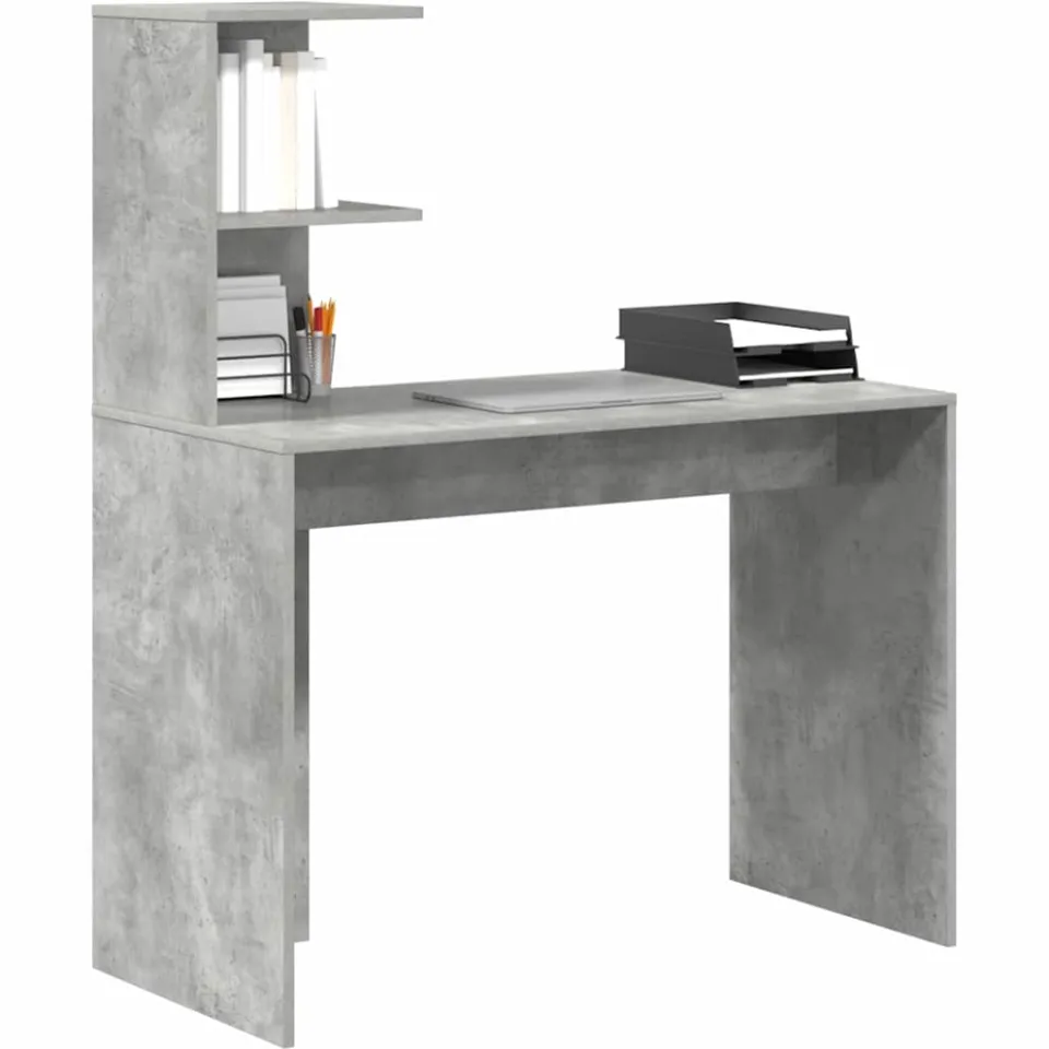 vidaXL Bureau Beton Grijs 102 x 50 x 124 cm Bewerkt hout