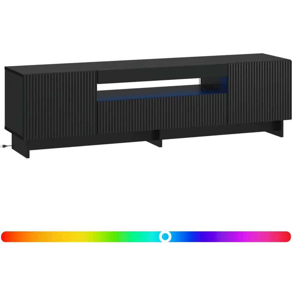 vidaXL LED tv-meubel EDE 153 x 35 x 43 cm Zwart Bewerkt hout, foto 3