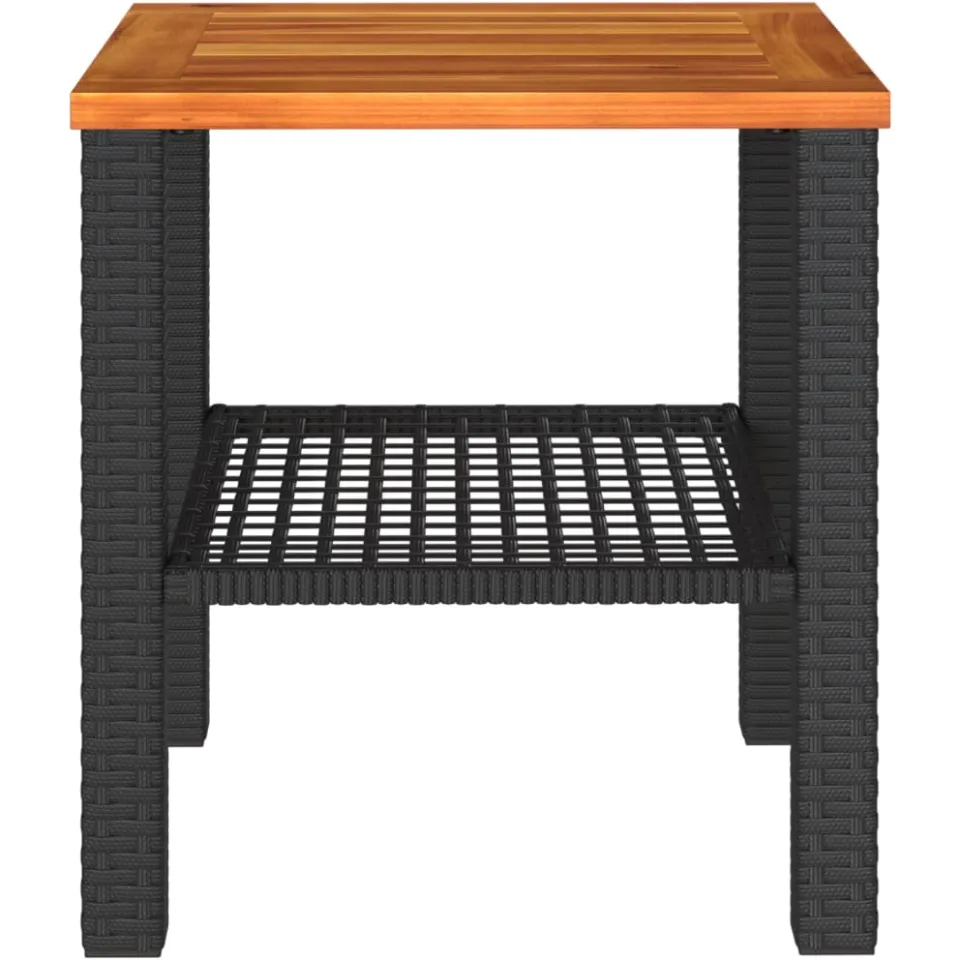 vidaXL Tuintafel 40x40x42 cm poly rattan en acaciahout zwart, foto 4