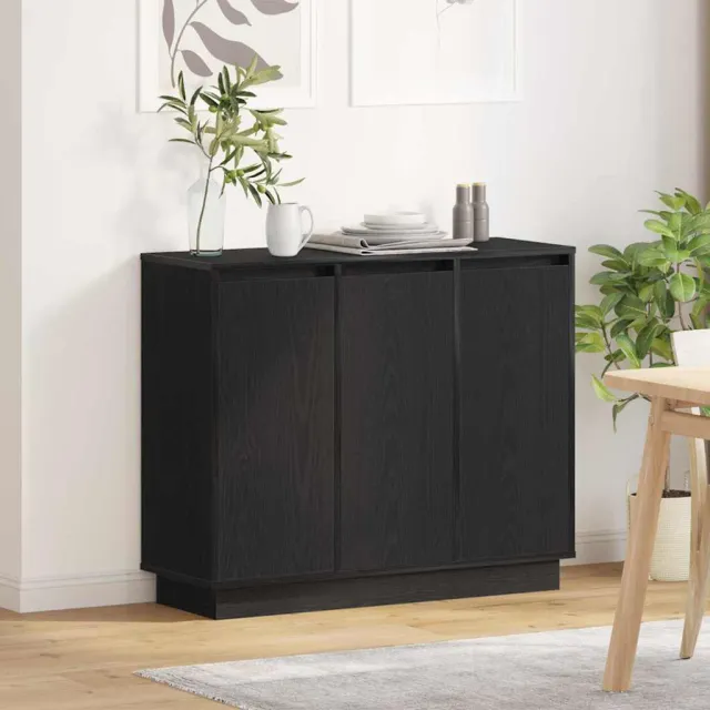 vidaXL LED Sideboard Zwart Eiken 90 x 32 x 75 cm Bewerkt hout, foto 2