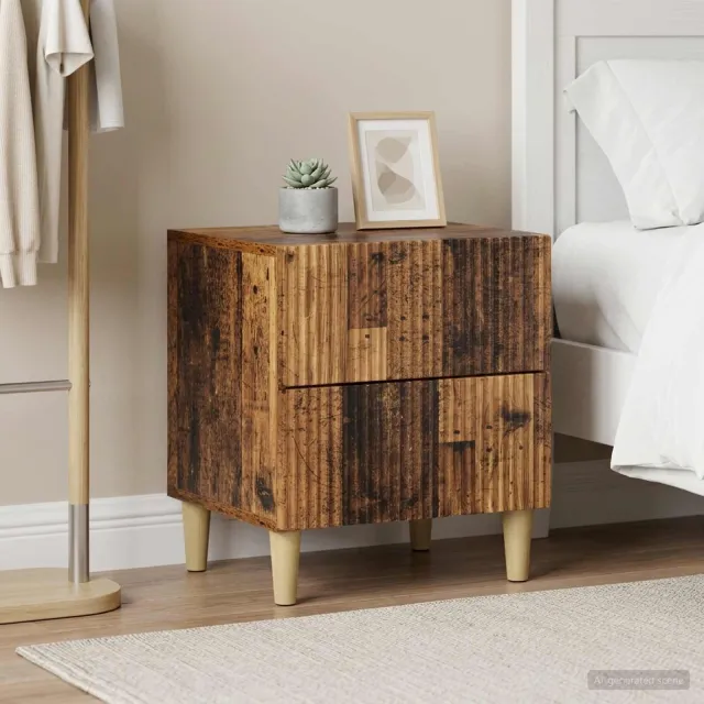 vidaXL Nachtkastje 2 st Oud hout 43 x 34,5 x 48 cm Bewerkt hout bruin, foto 2