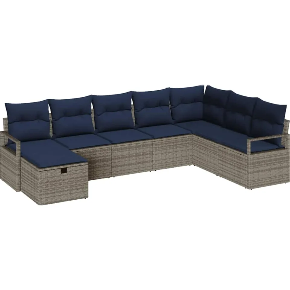 vidaXL Bankstel 8 st Grijs poly rattan