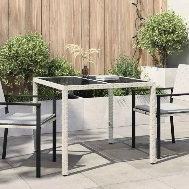 vidaXL Tuinstafel Wit 90 x 90 x 75 cm poly rattan, foto 2