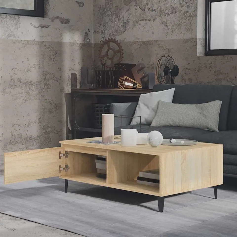 vidaXL Salontafel 90x60x35 cm bewerkt hout sonoma eikenkleurig, foto 3