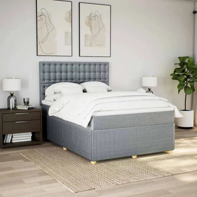 vidaXL Boxspring met matras stof lichtgrijs 160x200 cm grijs