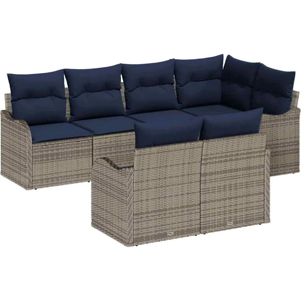 vidaXL Tuin Sofa Set Grijs poly rattan