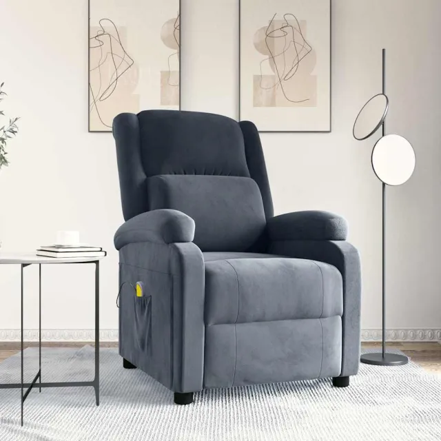 vidaXL Massagestoel fluweel donkergrijs grijs, foto 2