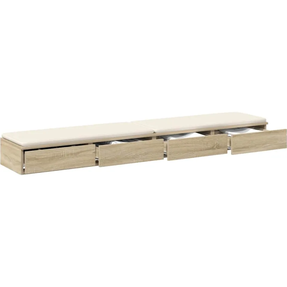 vidaXL Bedlades Sonoma Eiken 200 x 36,5 x 16,5 cm Bewerkt hout Beige