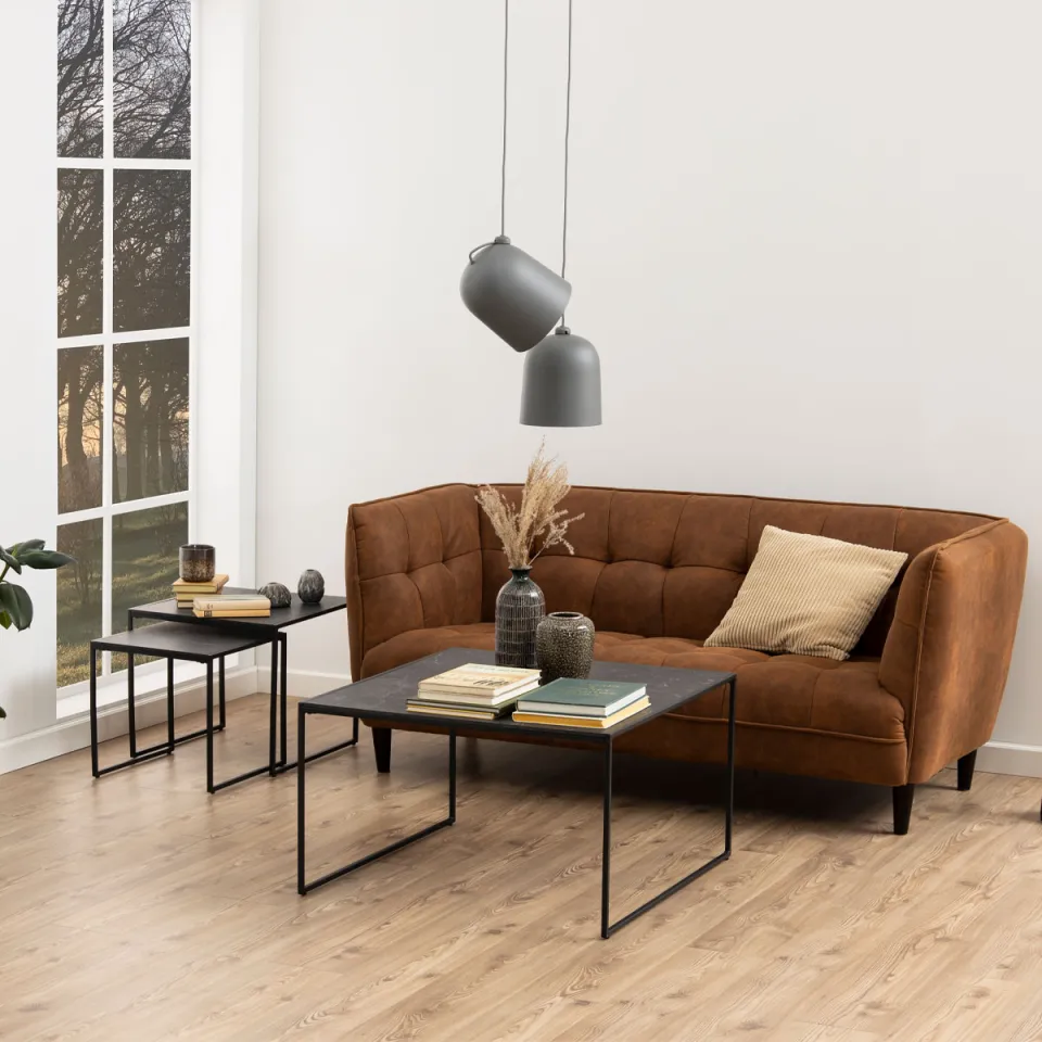 Lisomme Imke salontafel marmerlook antraciet - set van 2, foto 3