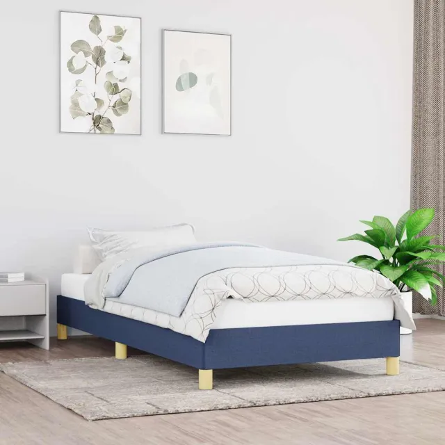 vidaXL Bedframe zonder matras 90x200 cm stof blauw