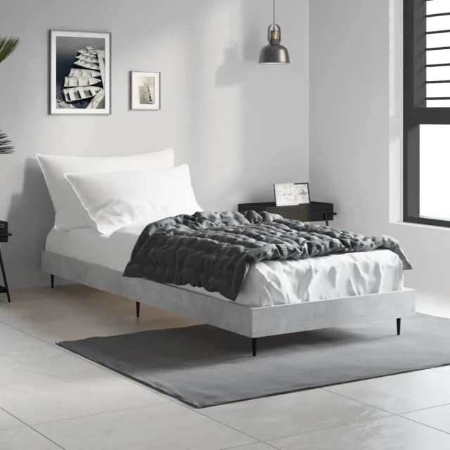 vidaXL Bedframe bewerkt hout betongrijs 75x190 cm