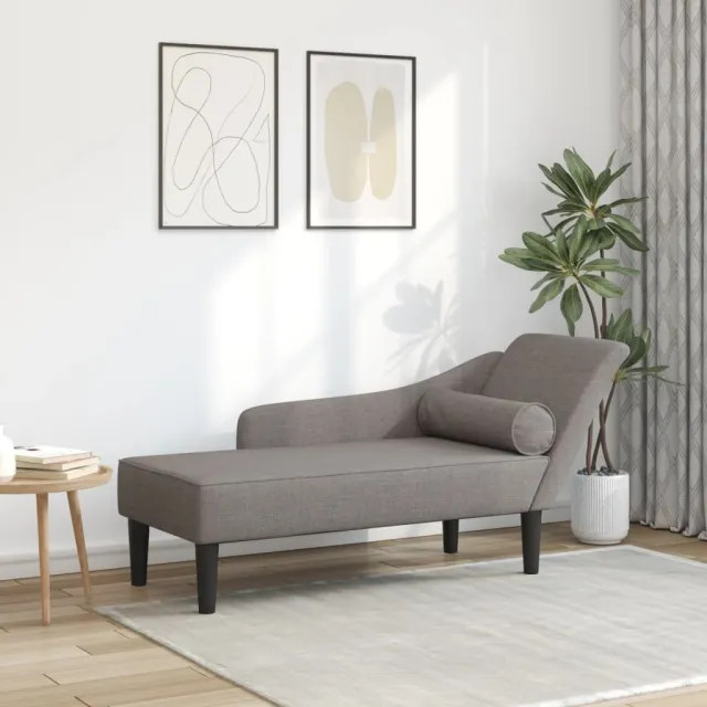 vidaXL Chaise longue met kussens stof taupe, foto 2