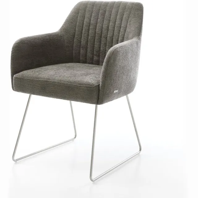 DELIFE Gestoffeerde-stoel Greg-Flex slipframe roestvrij staal bouclé zacht mud pocketveer kern Bruin