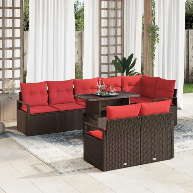 vidaXL Tuin Sofa Set 9 st Bruin Poly riet