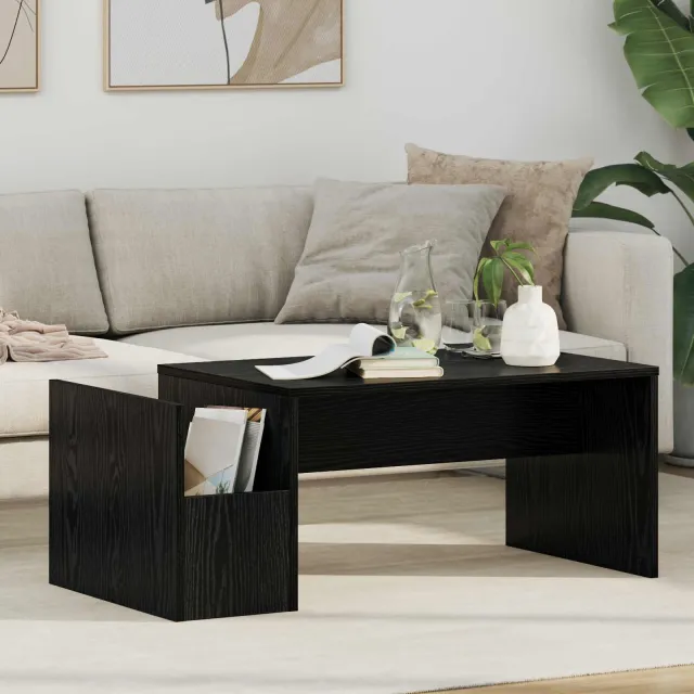 vidaXL Salontafel Zwart Eiken 90 x 45 x 35 cm Bewerkt hout