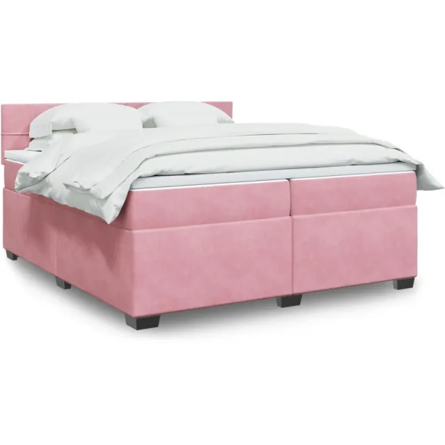 vidaXL Boxspring met matras fluweel roze 200x200 cm
